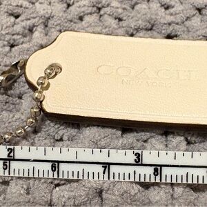 Coach Ivory Leather Hang Tag with Silver Chain